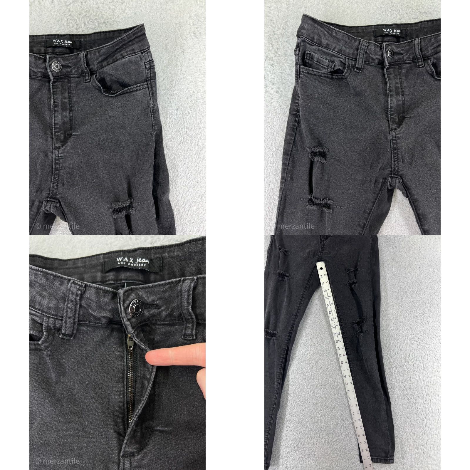 Vintage Wax Jeans Women's Black Cotton Blend Denim Stretch Skinny Pants 9 Mid Rise 5-Pocket Logo Embroidered Button Vintage No N/A Size 30" / US 8 / IT 44 - 8 Thumbnail