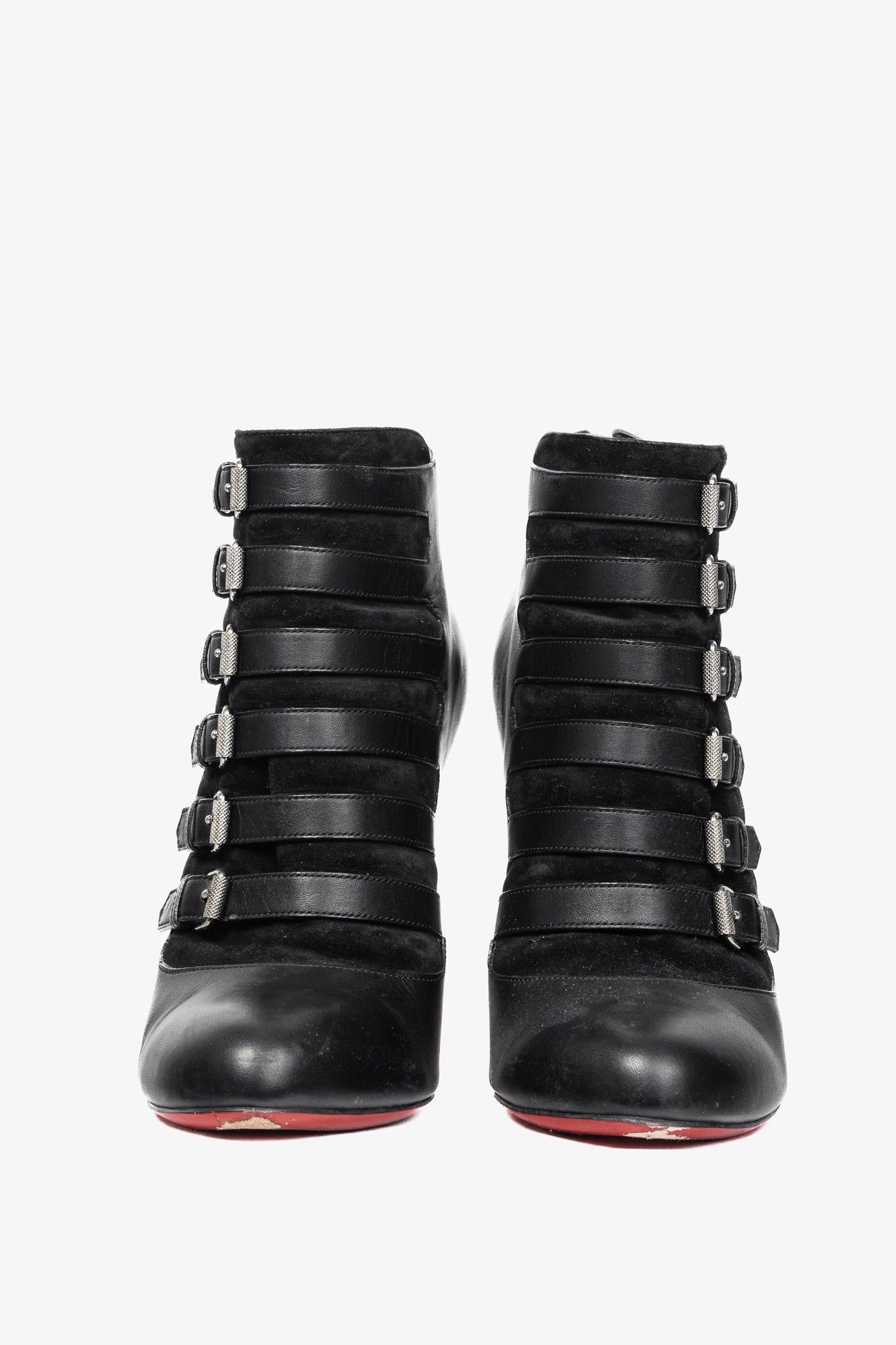 Christian Louboutin Christian Louboutin Attrroupee Leather/Suede Buckled Booties Size US 10.5 / IT 40.5 - 2 Thumbnail