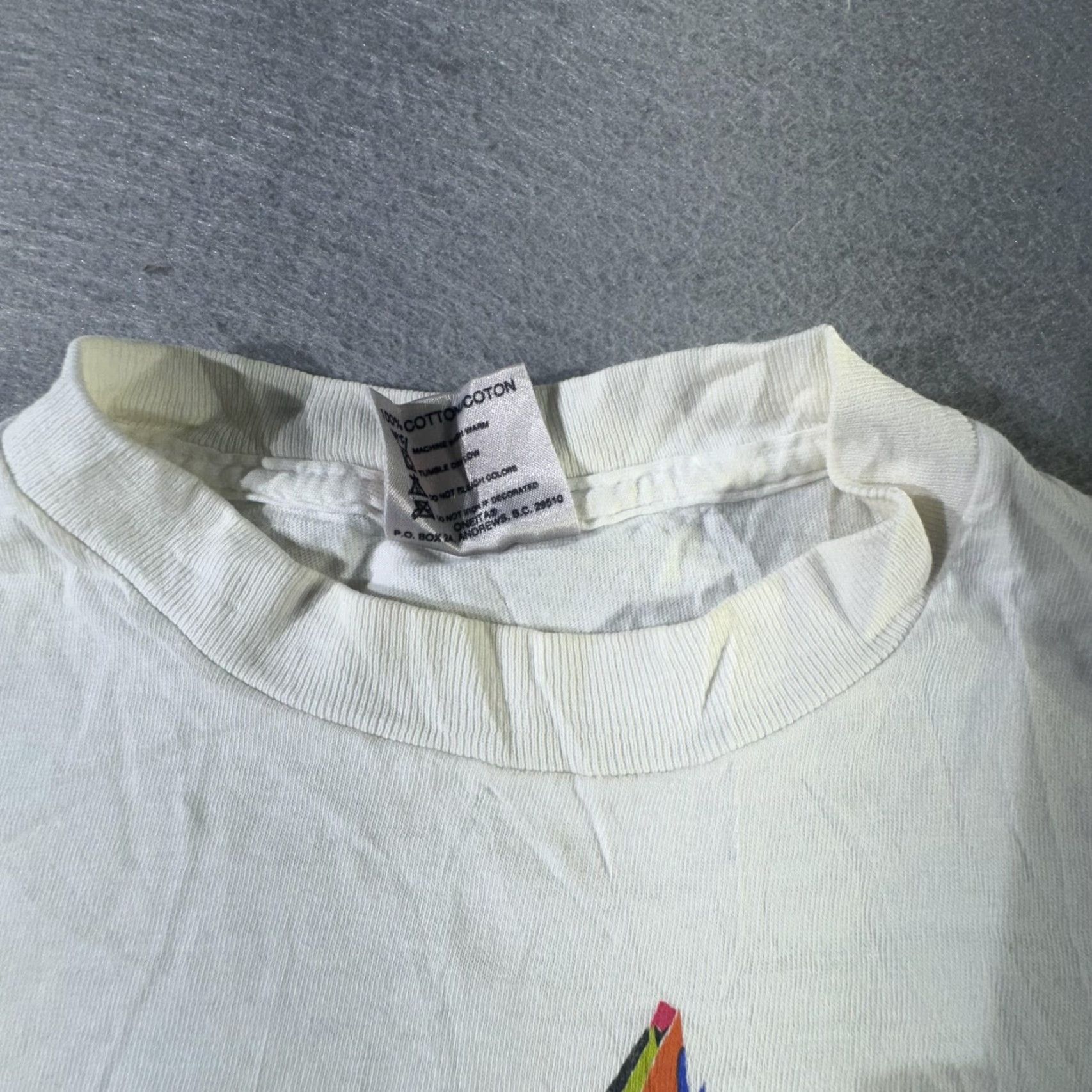 Vintage VINTAGE Oneita Shirt Mens Medium White Abstract Sailboat Graphic Tee 90s USA Mens Size US M / EU 48-50 / 2 - 6 Thumbnail