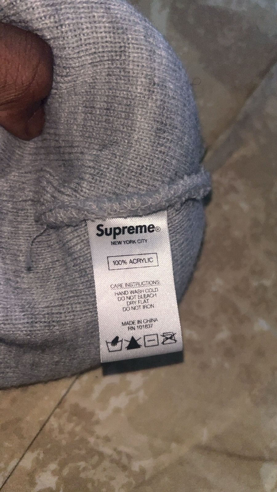Supreme Grey Supreme beanie Grailed