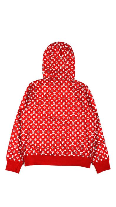 Supreme red sale lv hoodie