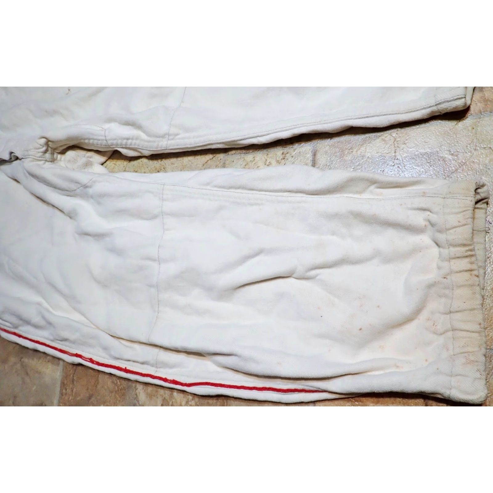 Vintage VINTAGE 40s 50s Flannel Cotton Baseball Uniform Pants Red Piping Sz 30 Cream White Mens Size US 30 / EU 46 - 7 Thumbnail