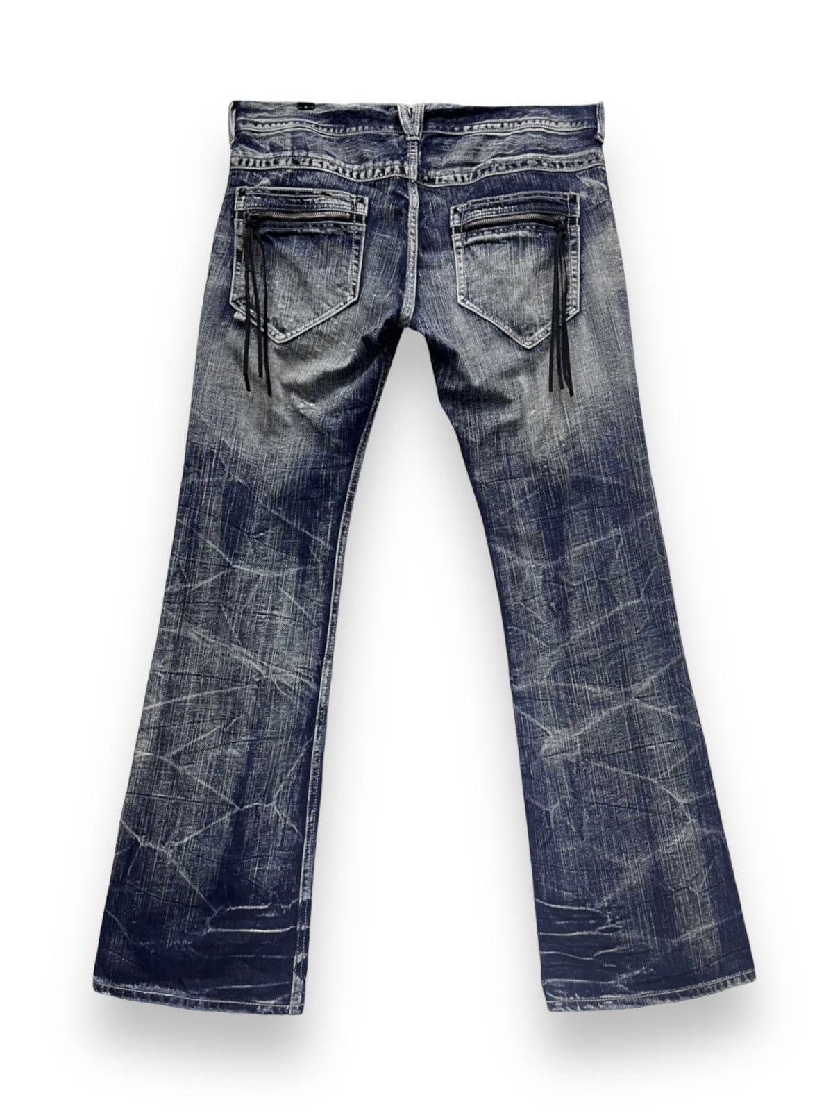 Japanese Brand PUNKFLARE🔥SORRIDERE Distressed Acid Whiskered Denim Japan💥 Size US 34 / EU 50 - 3 Thumbnail