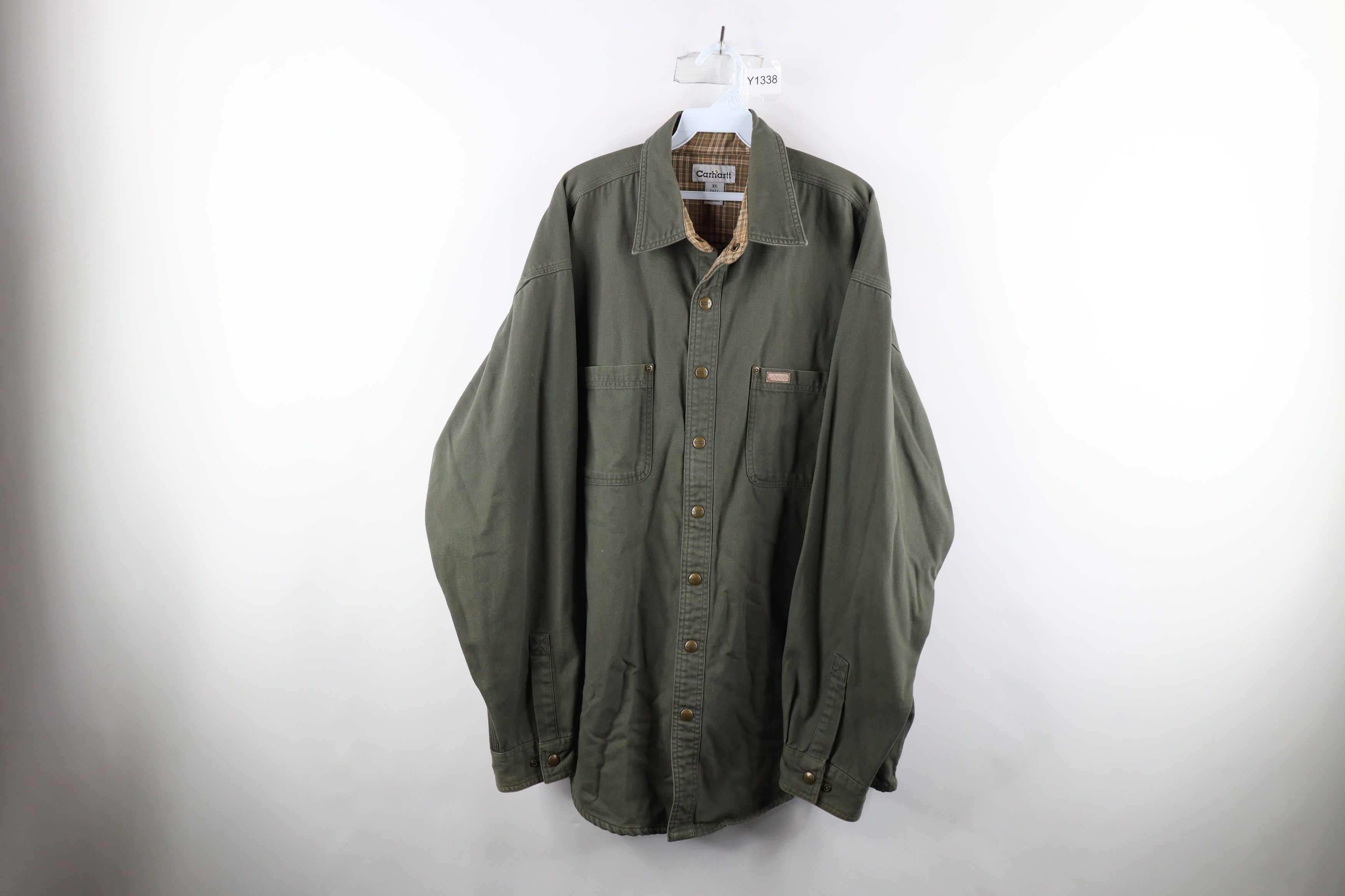 image of Carhartt Lined Canvas Shirt Jacket Jac Shirt Green, Men's (Size XL)
