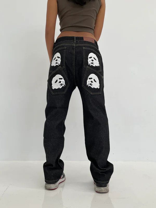 image of Avant Garde Multipocket Jeans Style Khock Knock Y2K Rap Pants Avant in Black, Men's (Size 32)