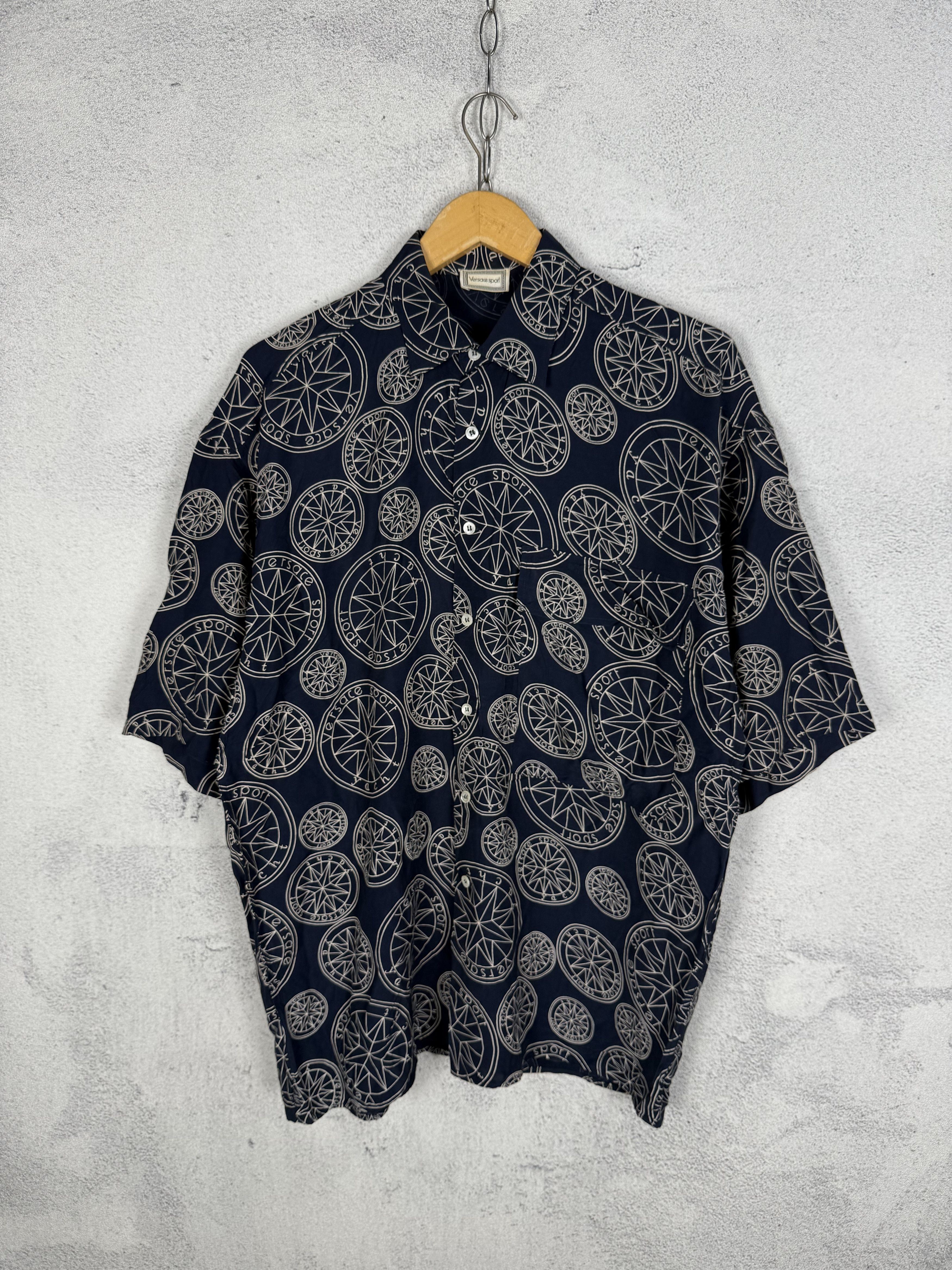 Versace 90s Versace Sport Over Print Logo Shirt Size US M / EU 48-50 / 2 - 2 Thumbnail