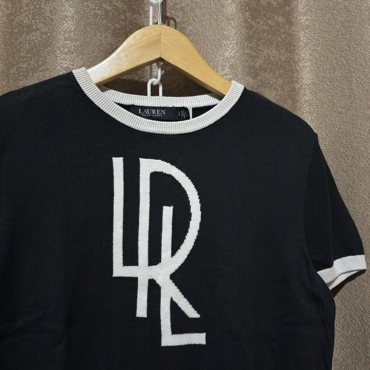 Lauren Ralph Lauren Two Tone Logo Short Sleeve Sweater Size L / US 10 / IT 46 - 2 Thumbnail