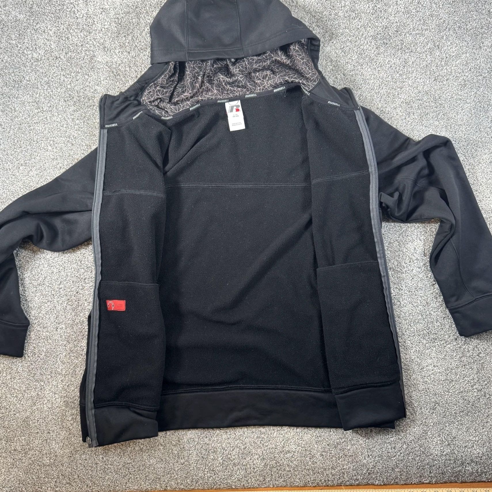 Russell Athletic Russell Hoodie Mens Large Black Full Zip Fleece Lined Pockets Jacket RS34405 Size US L / EU 52-54 / 3 - 7 Thumbnail