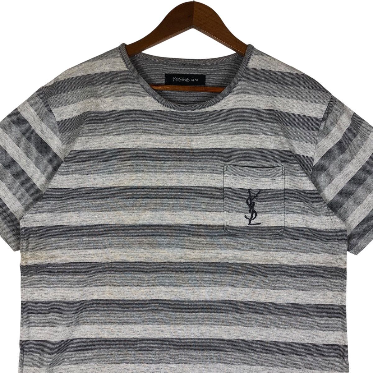 Yves Saint Laurent YSL Yves Saint Laurent Single Pocket Stripe T-Shirt Size US L / EU 52-54 / 3 - 2 Thumbnail
