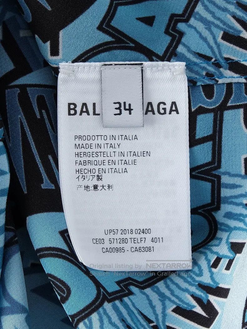 Balenciaga Balenciaga Blue Alphabet Printed Shirt Size XXS / US 00 / IT 34 - 7 Thumbnail