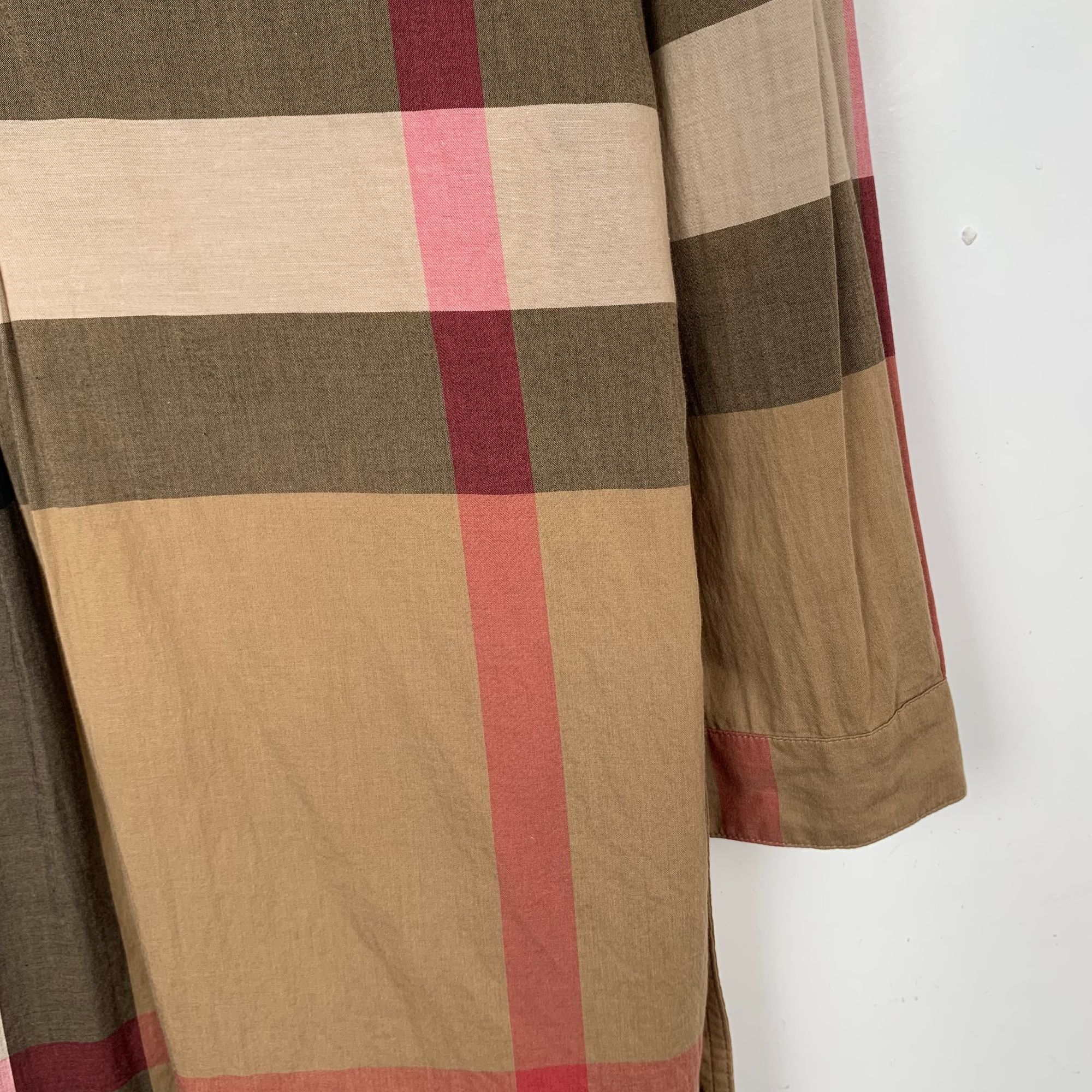 Burberry BURBERRY Nova Check Cotton Shirt Dress In Taupe & Red Plaid Size XS / US 0-2 / IT 36-38 - 5 Thumbnail