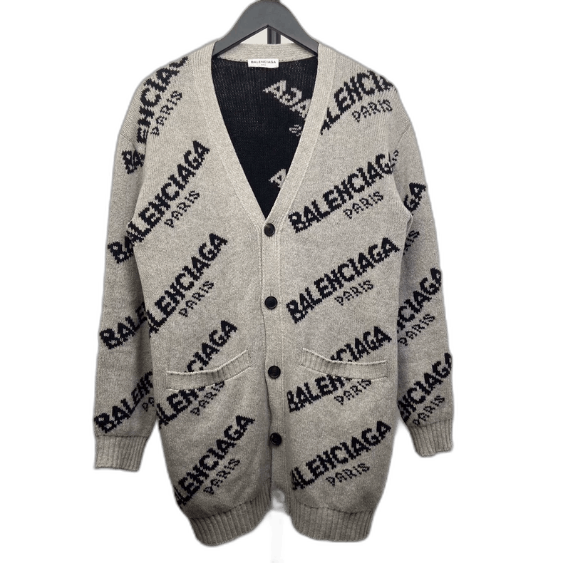 Balenciaga Balenciaga Gray Logo Cardigan Sweater-2505 | Grailed