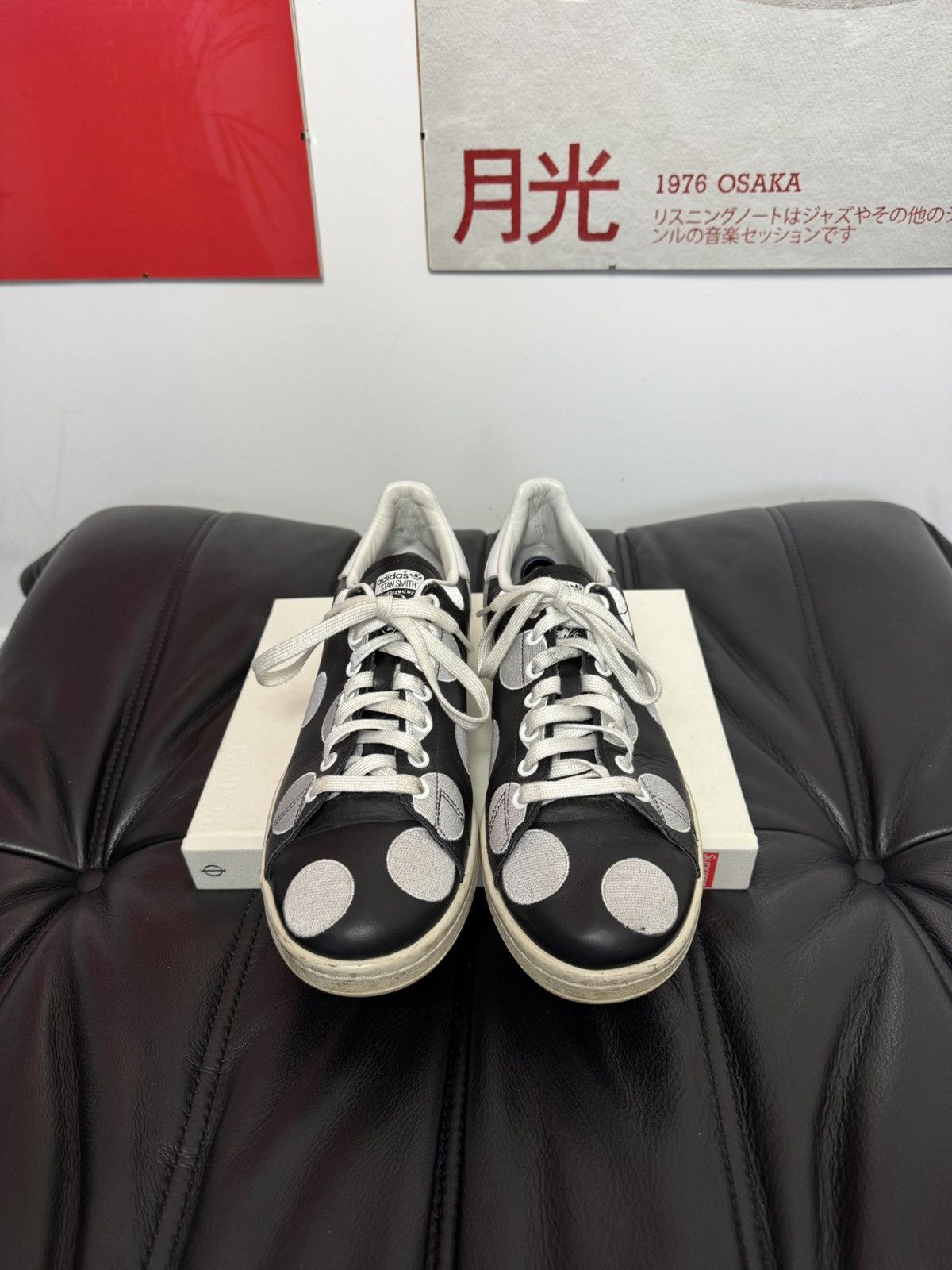 Adidas × Pharrell Adidas Pharrell x Stan Smith Polka Dot Leather Low Top Black Size US 11 / EU 44 - 2 Thumbnail