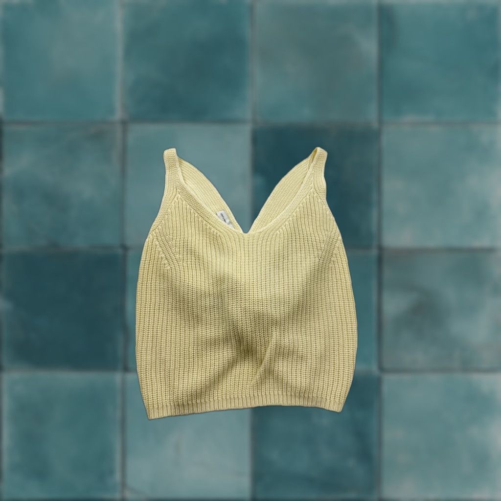 Vintage Gentle Fawn Sweater Womens Small Yellow Knit V Neck Twist Front Pullover Tank Top Size S / US 4 / IT 40 - 1 Thumbnail