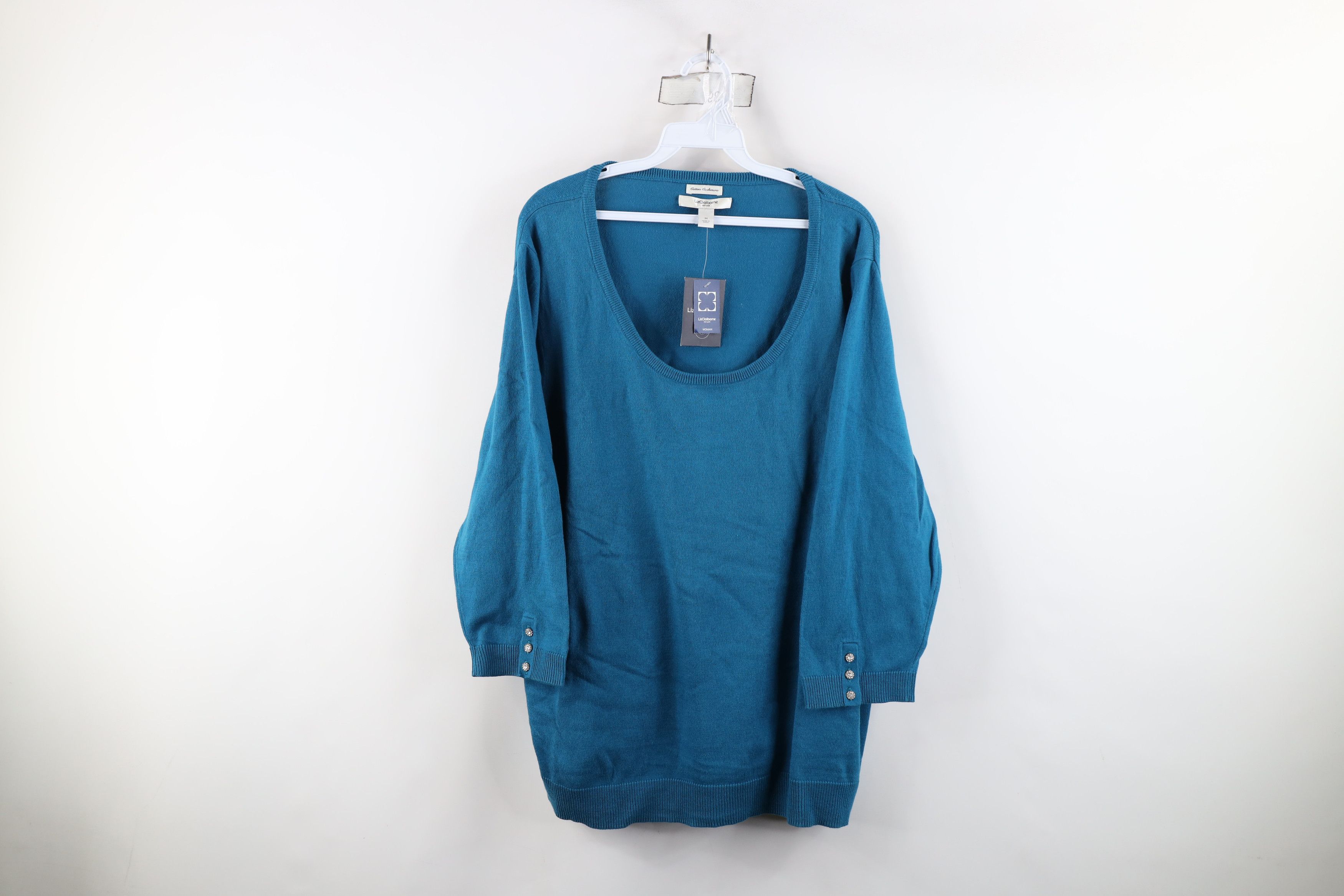 Liz Claiborne × Vintage New Liz Claiborne Cotton Cashmere Knit 3/4 Sleeve Sweater Size 3XL / US 20-22 - 1 Thumbnail