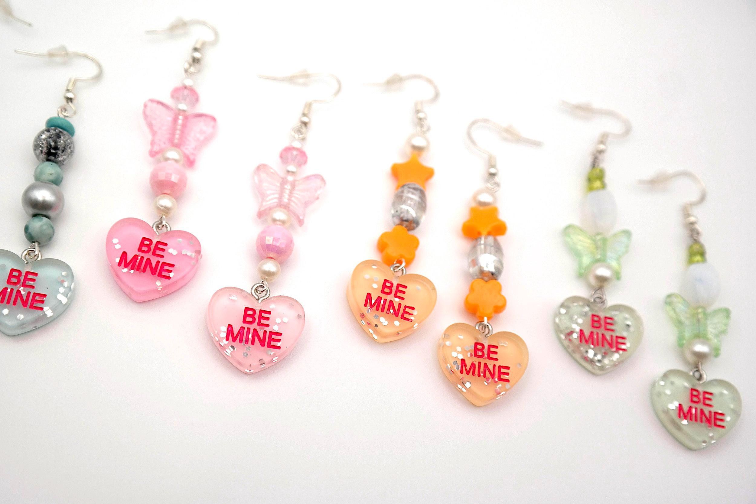 Handmade Valentine Candy Heart Earrings Size ONE SIZE - 10 Thumbnail