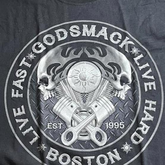 Designer Godsmack Band Tee - Sun Logo / Skulls / Pistons - Live Fast Size US M / EU 48-50 / 2 - 3 Thumbnail
