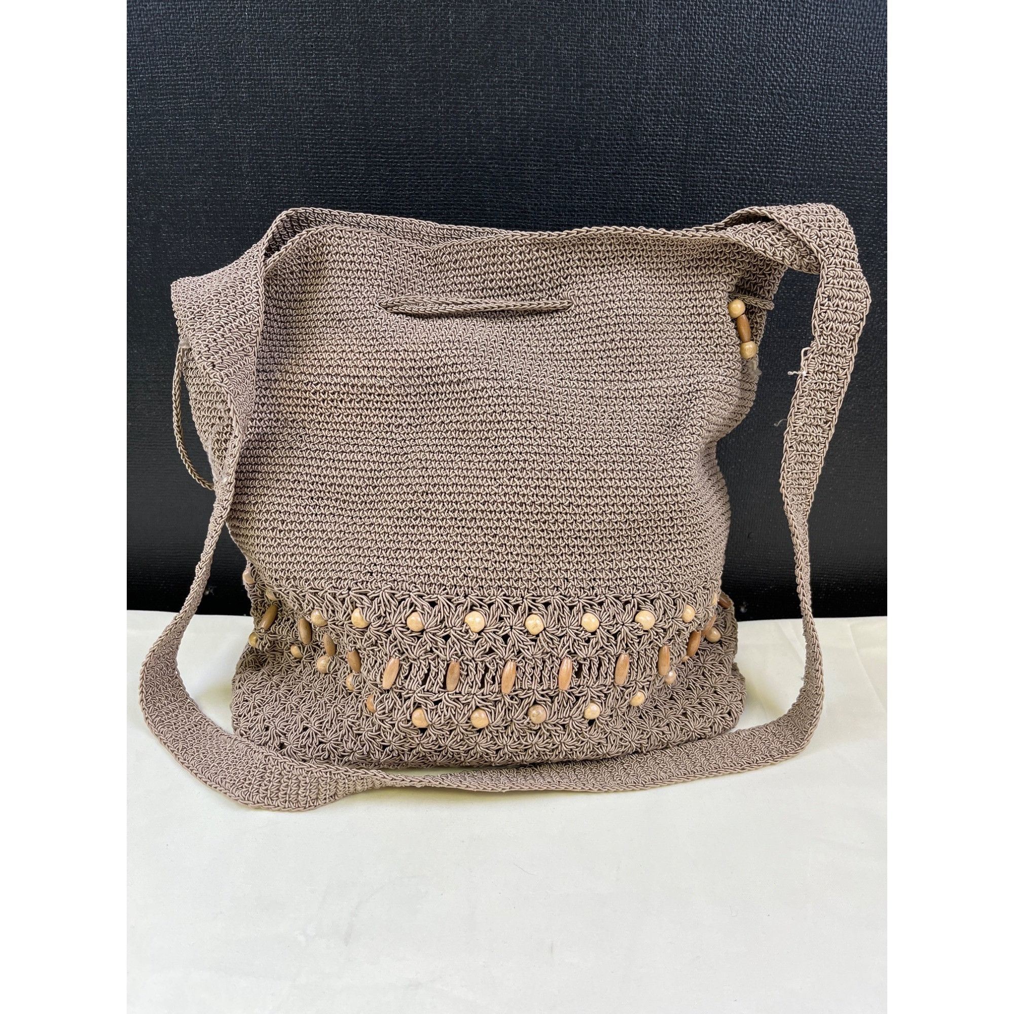 Handmade Handmade Vintage Women's Beige Bucket Shoulder Bag SKU 5180 Size ONE SIZE - 1 Thumbnail