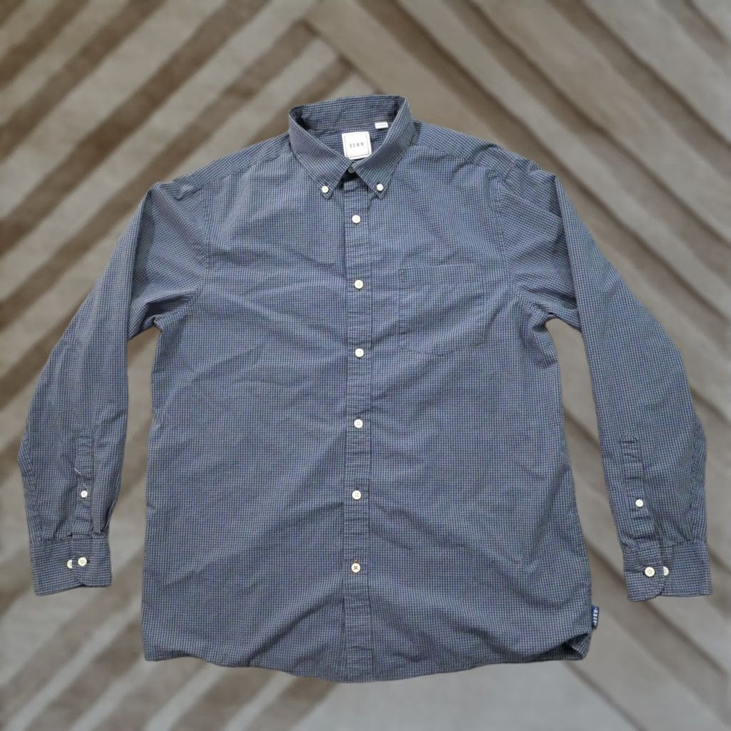 Vintage Rowm Shirt Mens Large Blue Plaid Button Up Long Sleeve Size US L / EU 52-54 / 3 - 1 Thumbnail