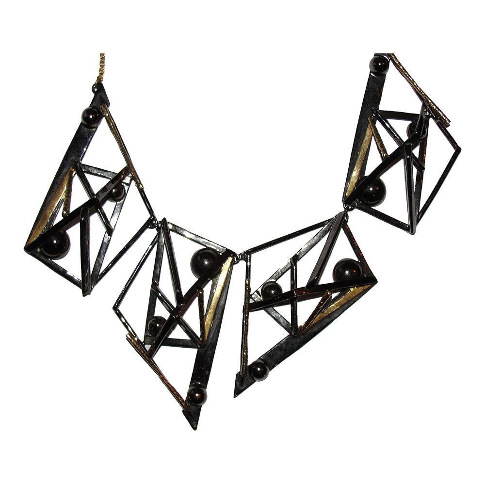 Designer Alexis Bittar Abstract Two Tone Metal Bib Necklace Size ONE SIZE - 3 Thumbnail