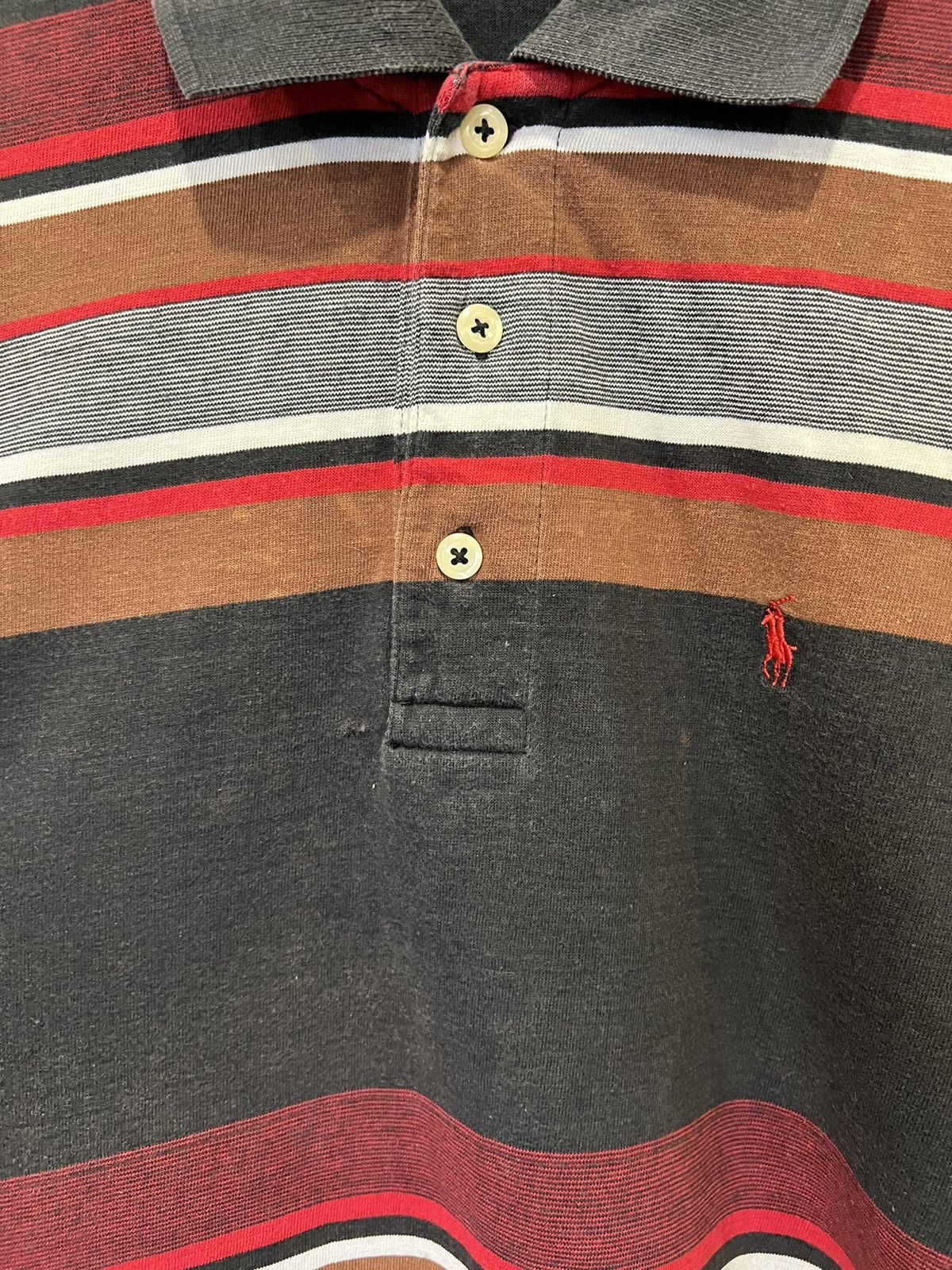 Vintage Vintage 90’s Distressed Polo Ralph Lauren Polo Shirt Striped Size US XL / EU 56 / 4 - 4 Thumbnail