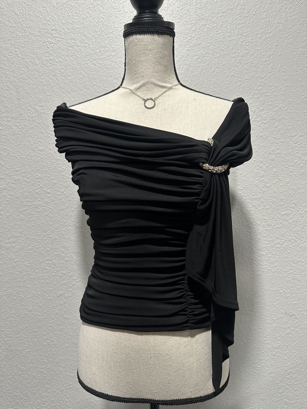 Tadashi Shoji × Vintage TADASHI 90s Vintage black Top draped Size XS / US 0-2 / IT 36-38 - 1 Thumbnail