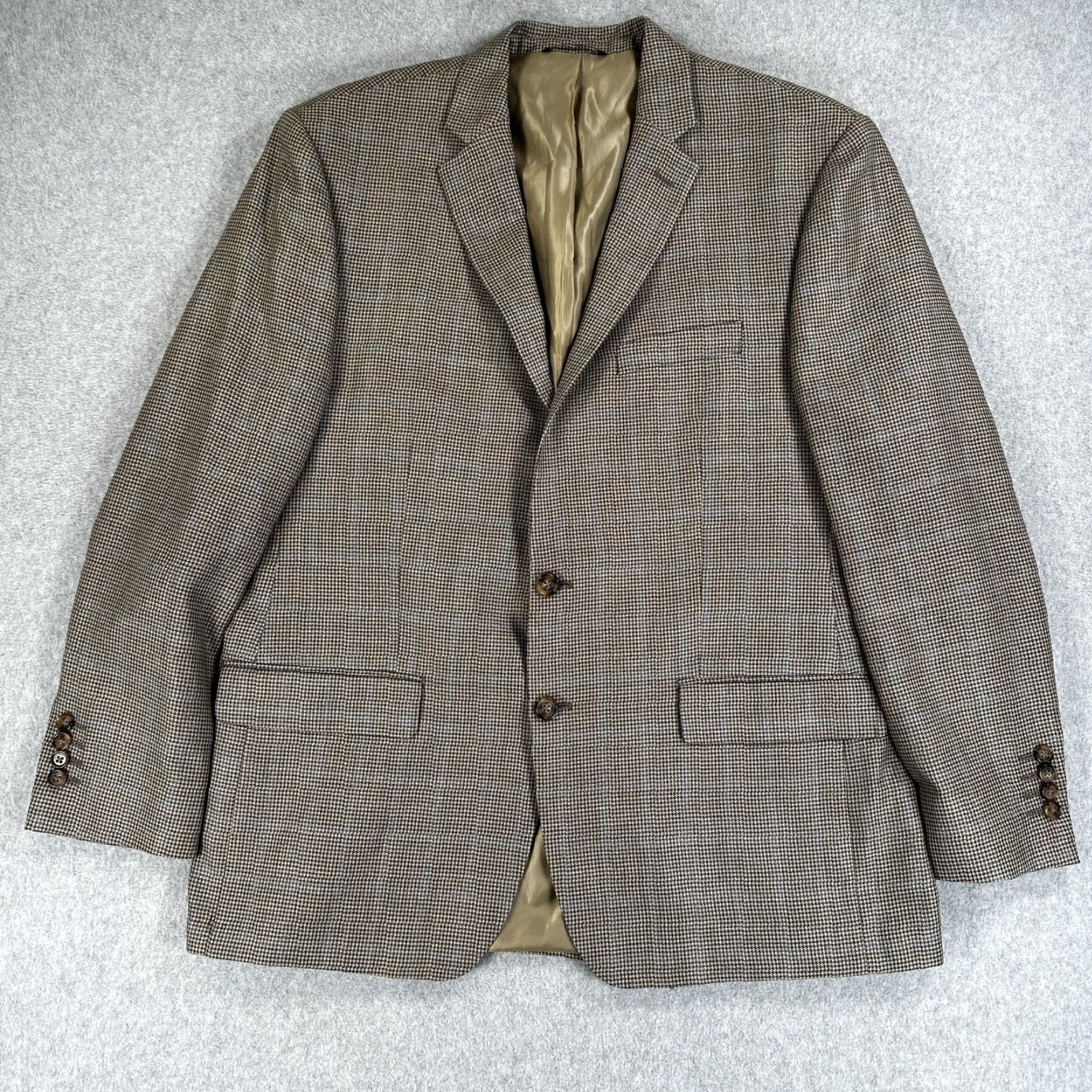 Ralph Lauren VINTAGE Ralph Lauren Blazer Sport Coat Mens 44 Brown Silk Wool Check Canada Tweed Size 44R - 2 Thumbnail