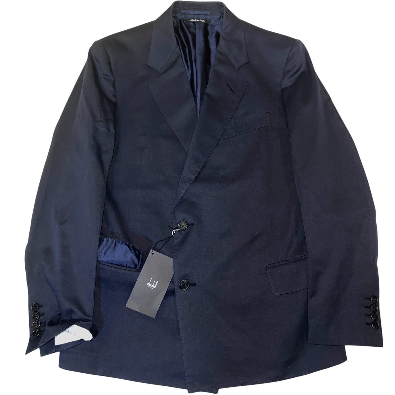 Alfred Dunhill $2500 DUNHIL Silk Cotton Half-double Jacket Dark blue 46 Size US M / EU 48-50 / 2 - 1 Thumbnail