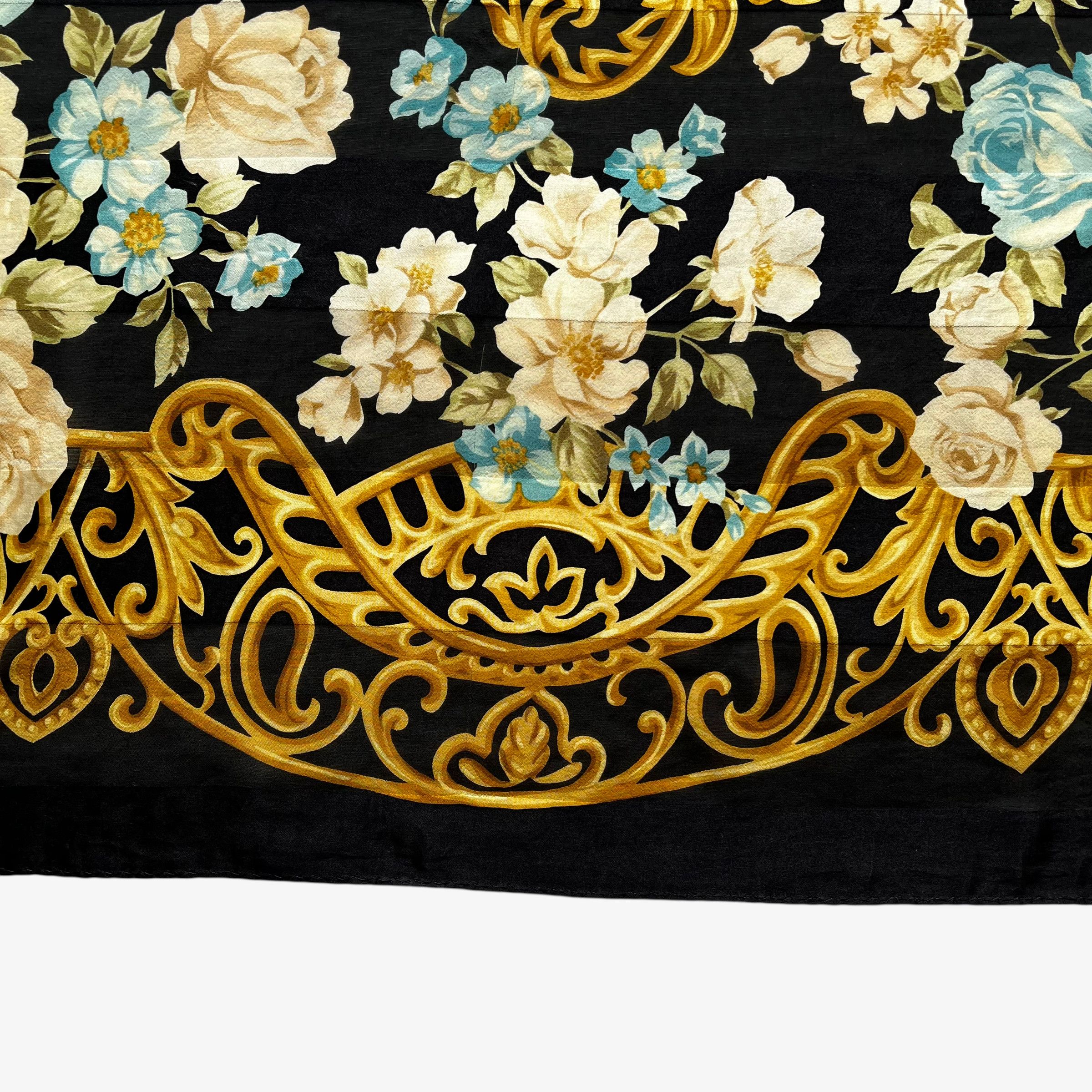 Paolo Gucci Vintage 80s Paolo Gucci Art Deco Floral Print Silk Scarf Size ONE SIZE - 5 Thumbnail