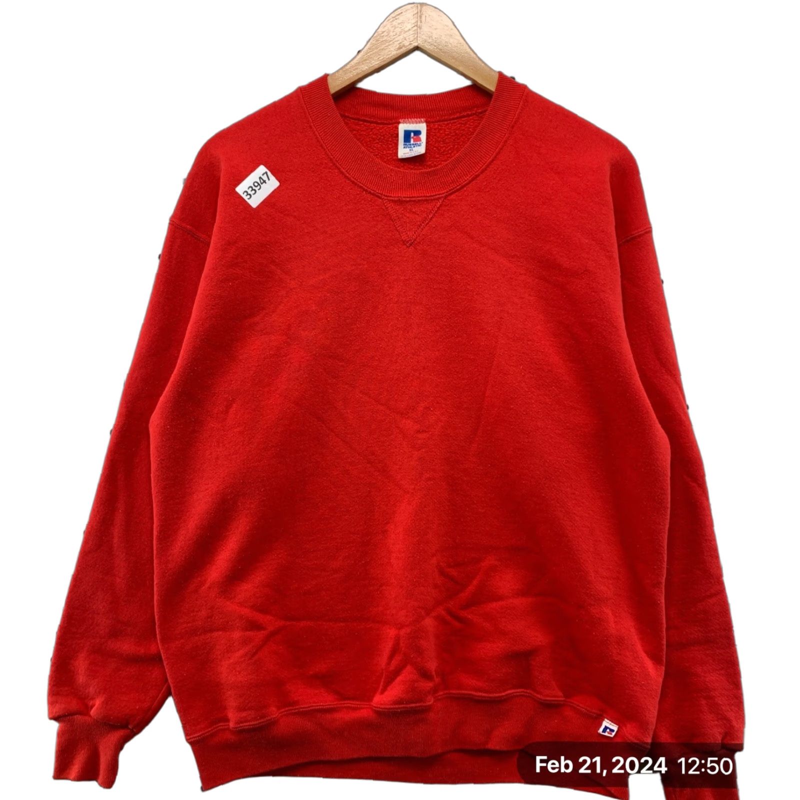 Vintage Russell Athletic Crewneck Sweatshirt Mens XL Red 80s 90s USA Fleece Cotton Gym & Training