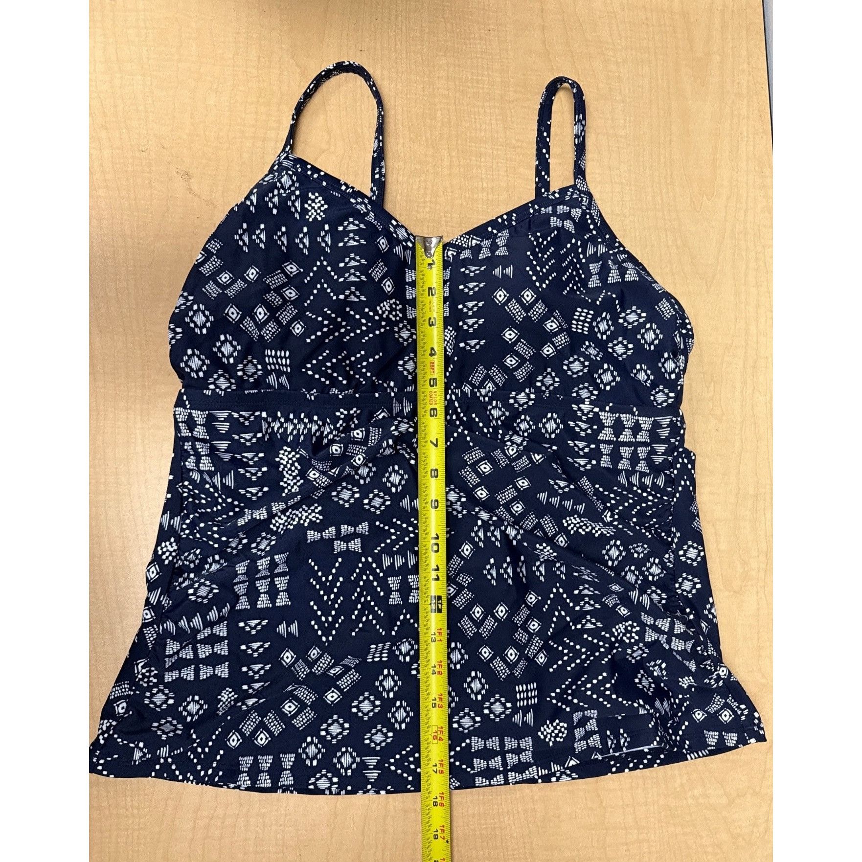 Other Kona Sol 18W Navy Geometric Print Tankini Top Plus Size Swim Size ONE SIZE - 4 Thumbnail