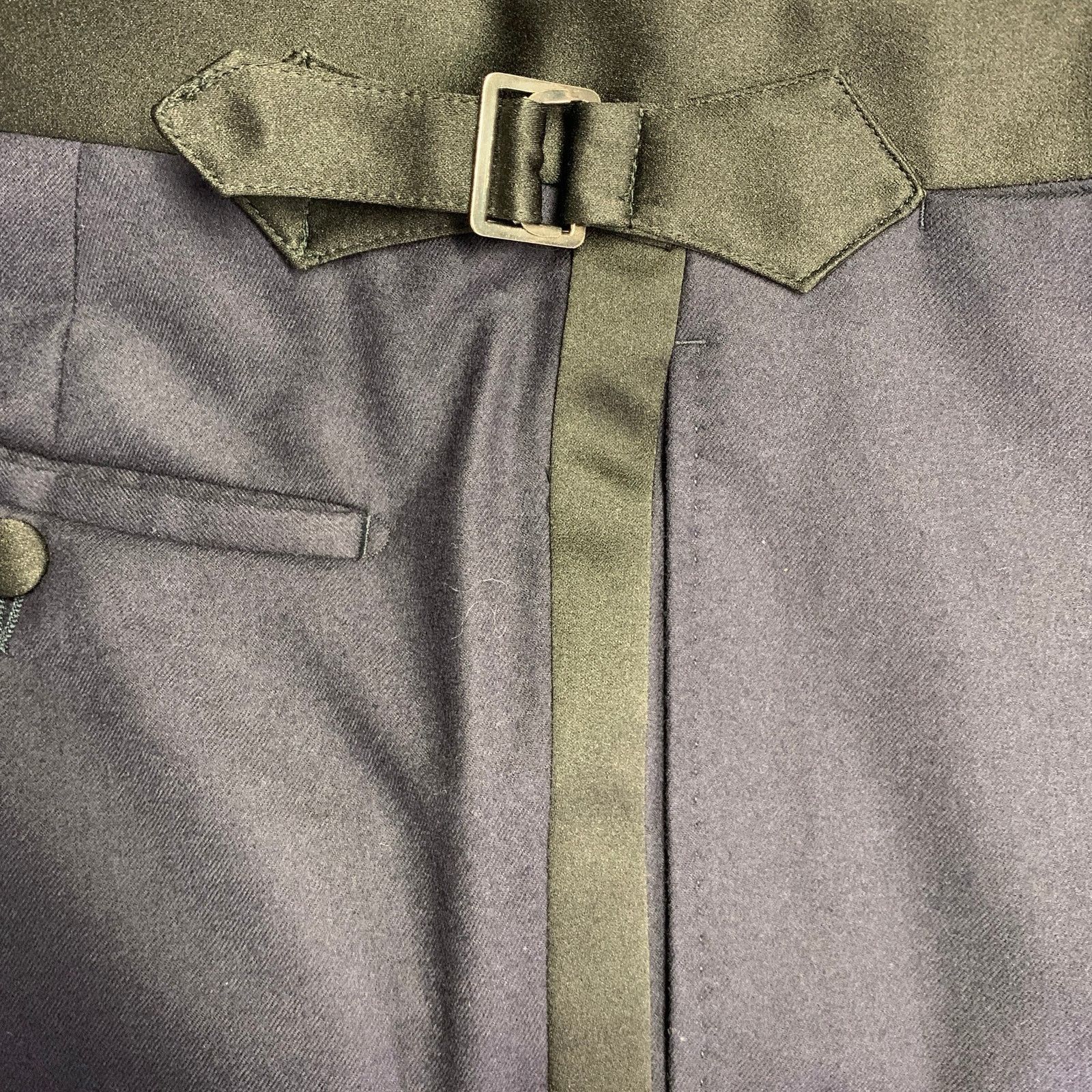 Hadleigh's Navy Black Two Toned Wool Side Tabs Tapered Dress Pants Size US 30 / EU 46 - 3 Thumbnail