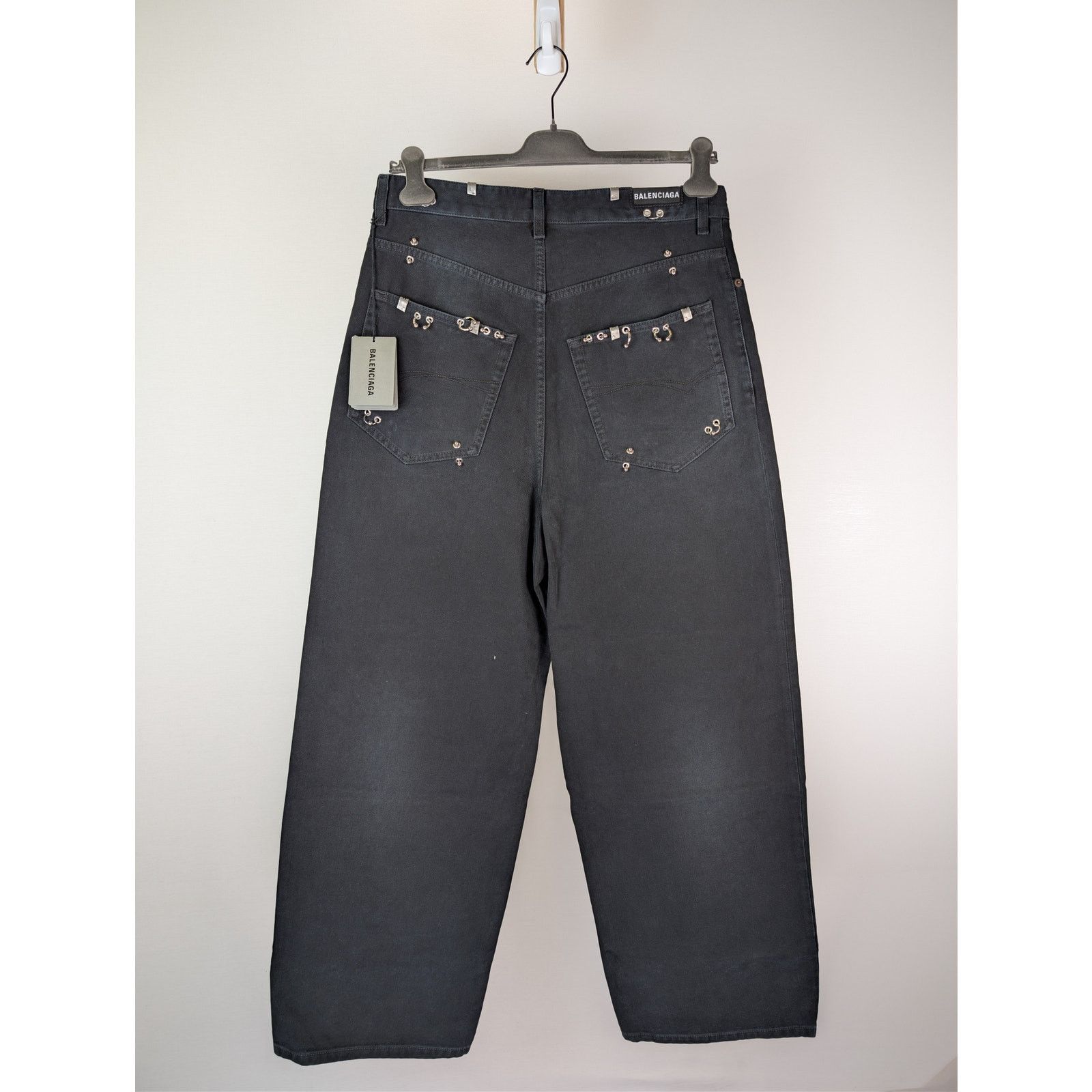 Balenciaga o1rshd1 Q:2 / Left Hand Denim Pierced Baggy Pants in Black Size US 32 / EU 48 - 15 Thumbnail
