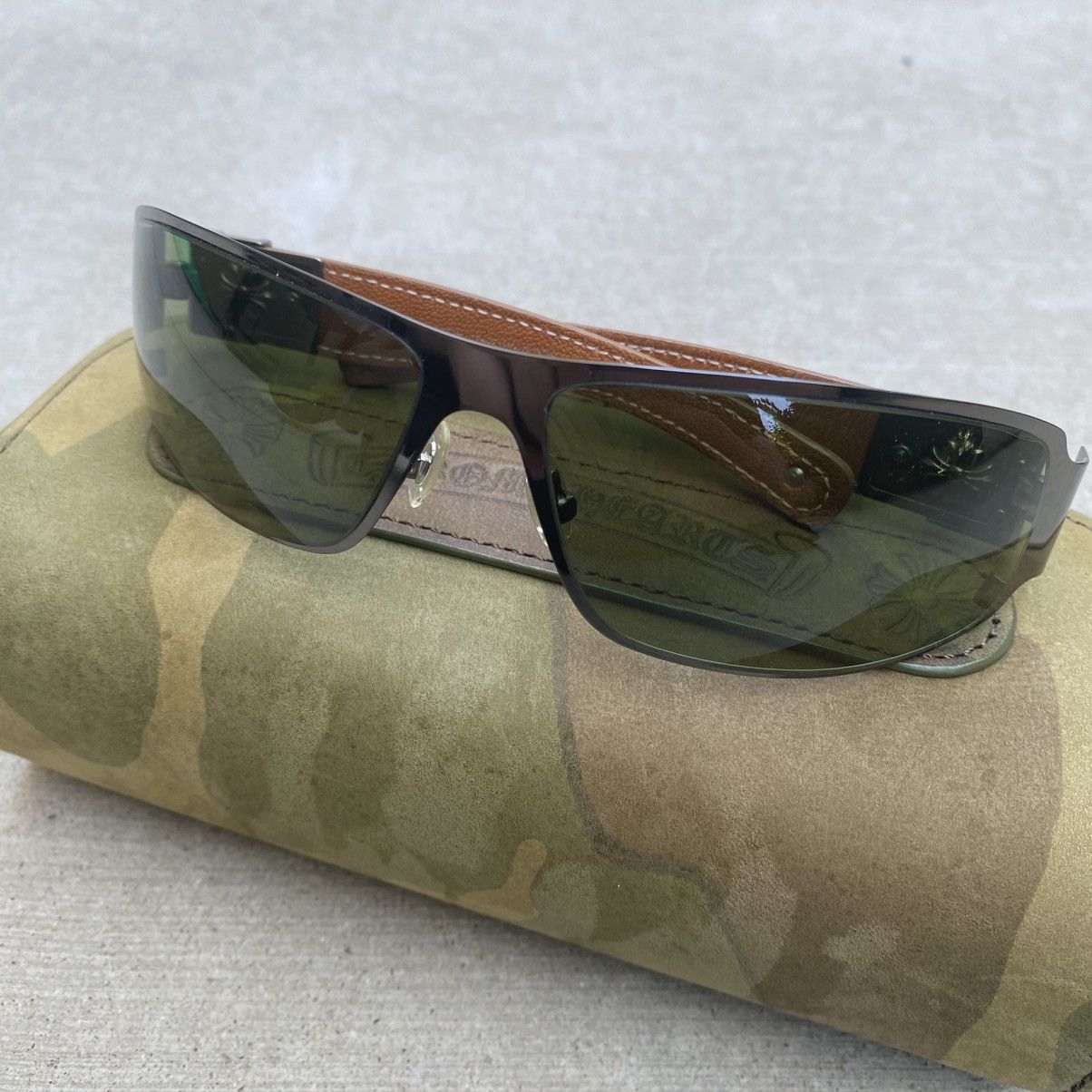 Chrome Hearts Chrome Hearts Deviant II Brown Arms Green Lense Sunglasses Size ONE SIZE - 1 Thumbnail
