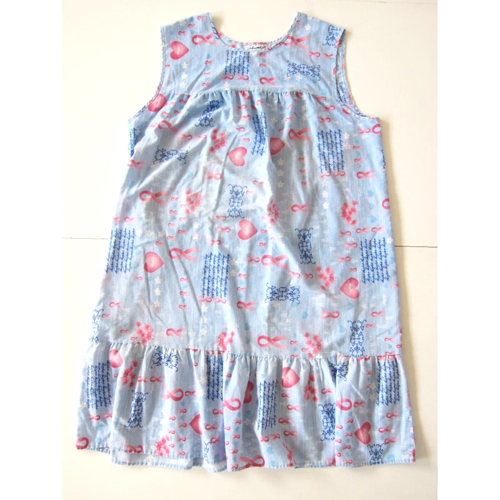 Vintage Anthony Richards Cotton Pink Blue Cancer Pink Ribbon Tank Dress Large Size L / US 10 / IT 46 - 2 Thumbnail