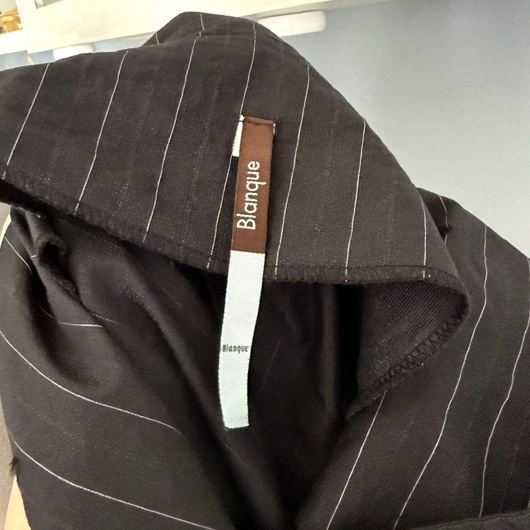Vintage VINTAGE Blanque Jacket Sliver Metallic Pinstriped Cotton Blend Lagenlook Size 1 Women Button Front Pockets Oversized Black Autumn Spring Summer Winter Size XS / US 0-2 / IT 36-38 - 6 Thumbnail
