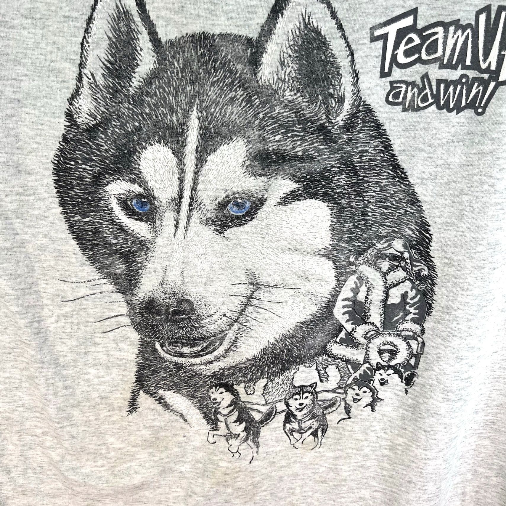 Fruit Of The Loom Vintage Husky Sled Dogs T-Shirt Men 3XL Gray 90s Dog USA Rare Graphic Tee Size US XXL / EU 58 / 5 - 2 Thumbnail