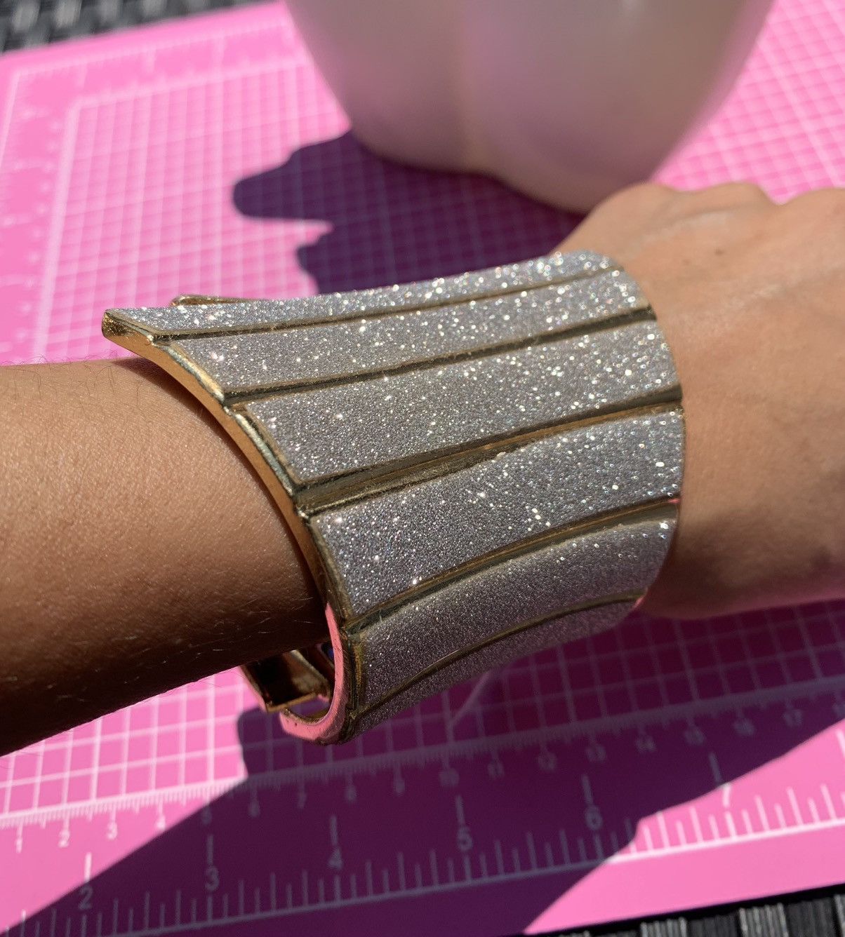 Designer Nadri luxury Greek Hinged wide cuff bangle Sparkling bracele Size ONE SIZE - 9 Thumbnail