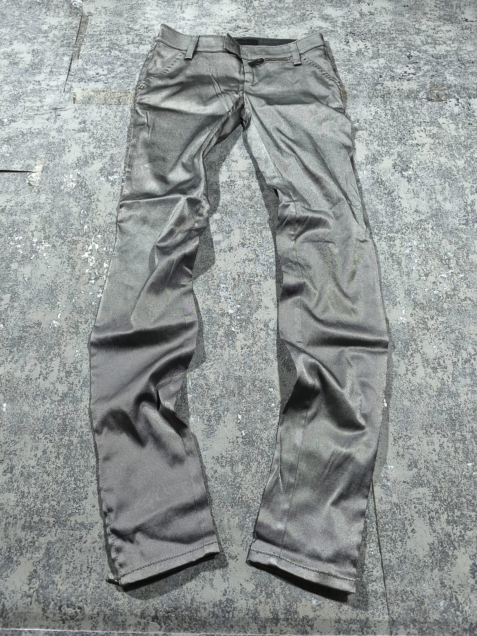 Miss Sixty VINTAGE MISS SIXTY METALLIC SILVER DISCO GRUNGE PANTS SKINNY Size 28" / US 6 / IT 42 - 1 Thumbnail
