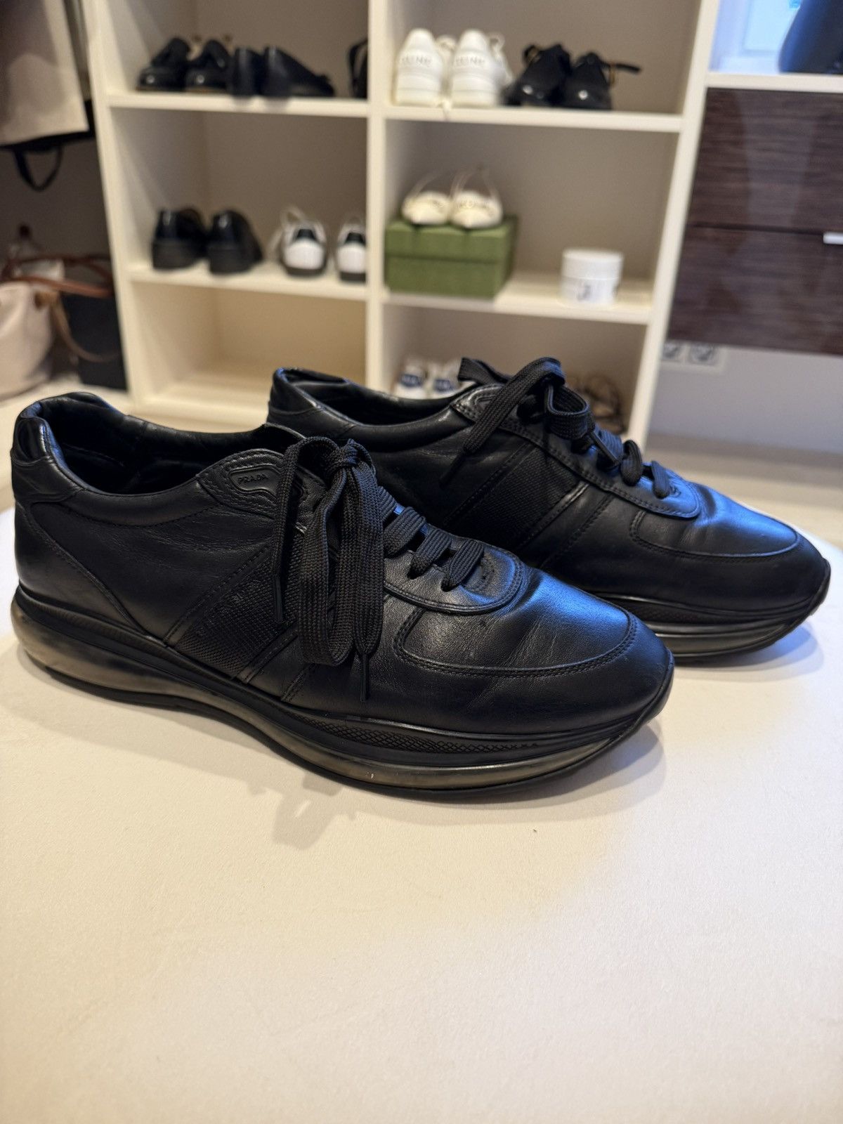 Prada 🔥 Prada Leather Low Top Sneakers Size US 7 / EU 40 - 1 Thumbnail