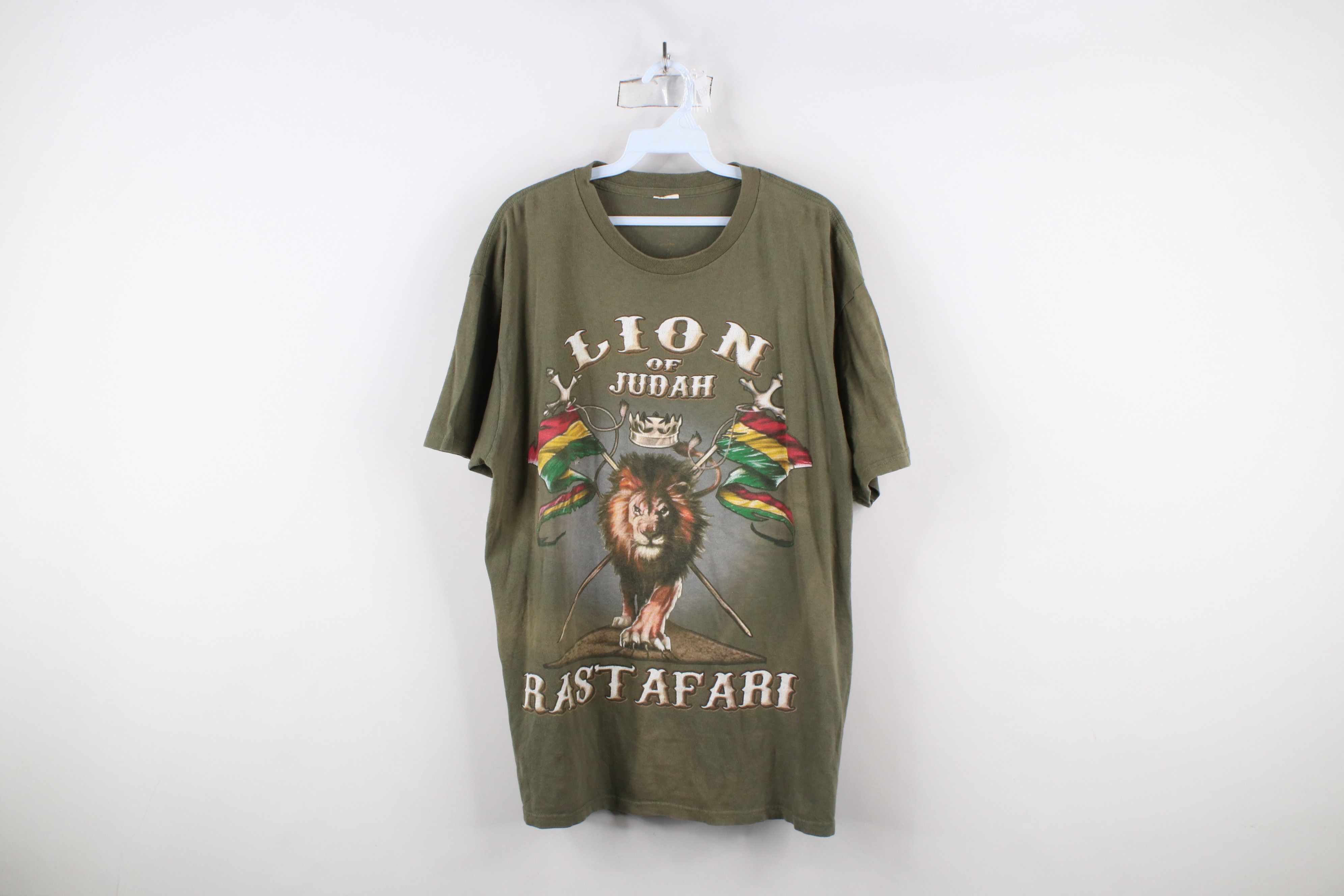 Vintage Vintage 90s Y2K Streetwear Lion of Judah Rastafari T-Shirt Size US XL / EU 56 / 4 - 1 Thumbnail