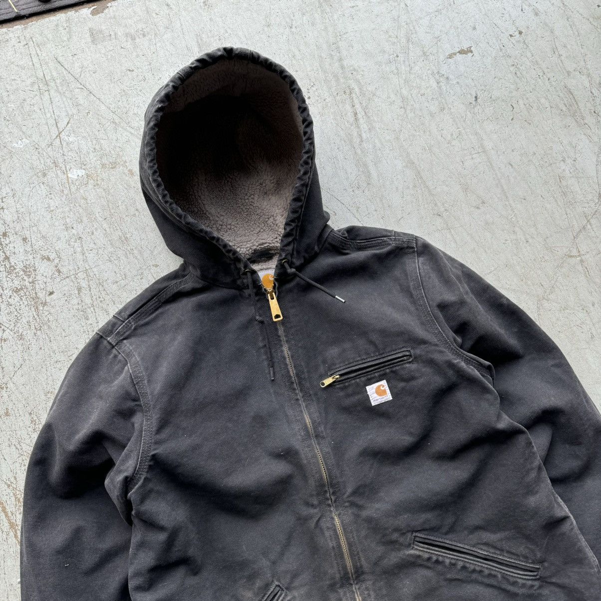 Carhartt × Vintage Crazy Vintage FADED Carhartt Black Faded Hooded Jacket Size US S / EU 44-46 / 1 - 2 Thumbnail