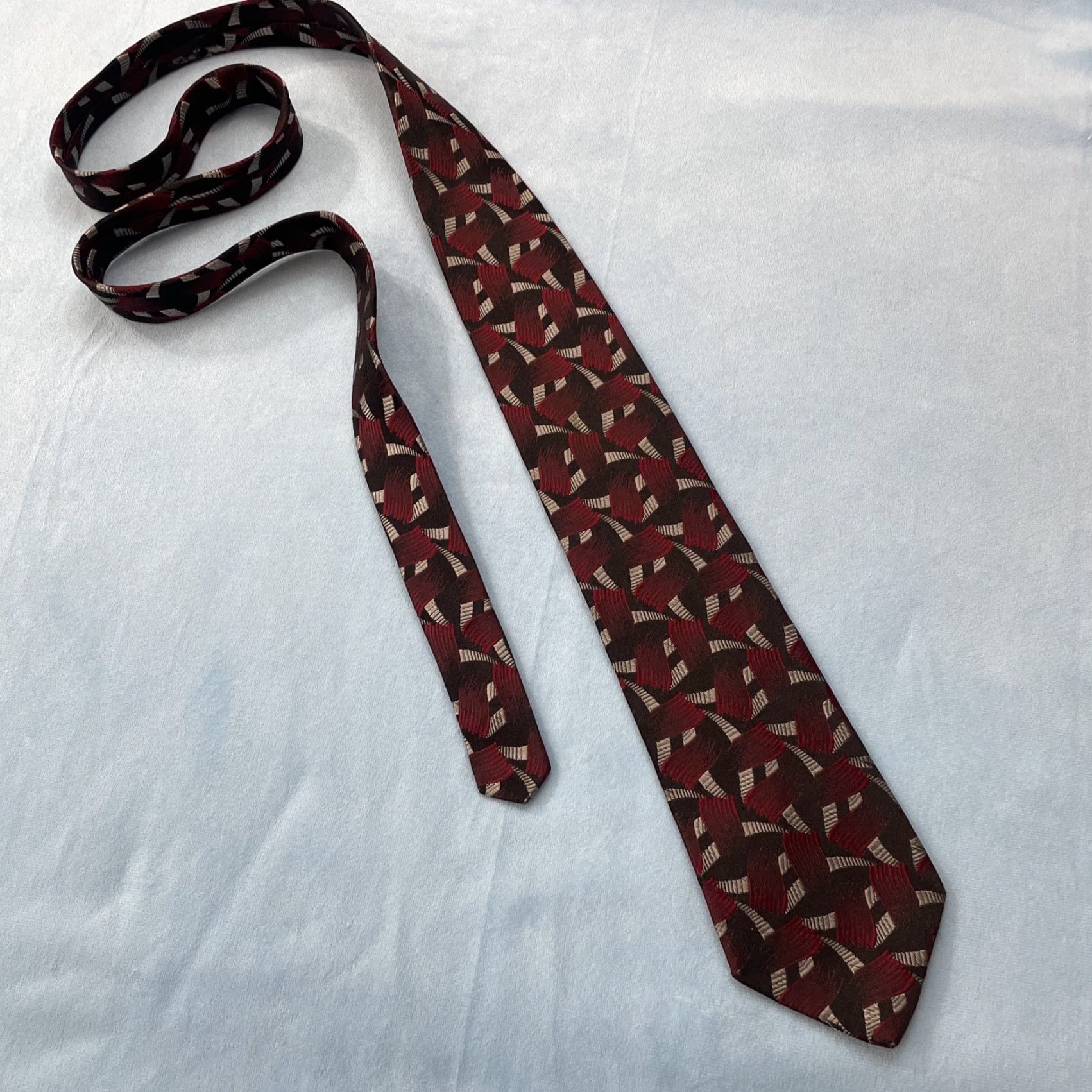 Vintage VINTAGE Carlo Palazzi Tie 100% Italian Silk Black Red Geometric Valentine Mens One Size 59" Adjustable Handmade Size ONE SIZE - 3 Thumbnail