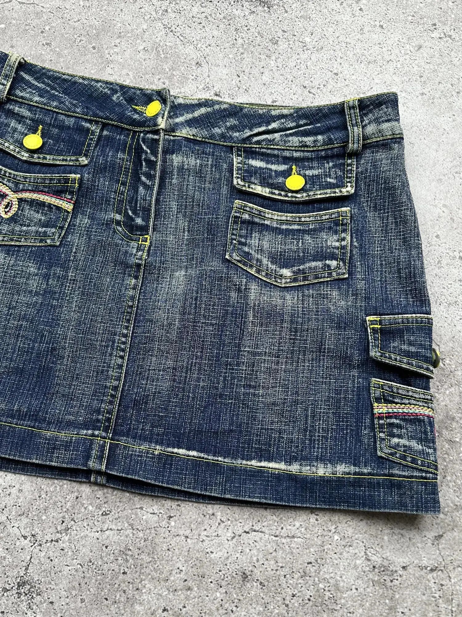 Japanese Brand Vintage Faded Cargo Mini Skirt C370(V641)(E8) Size 28" / US 6 / IT 42 - 3 Thumbnail