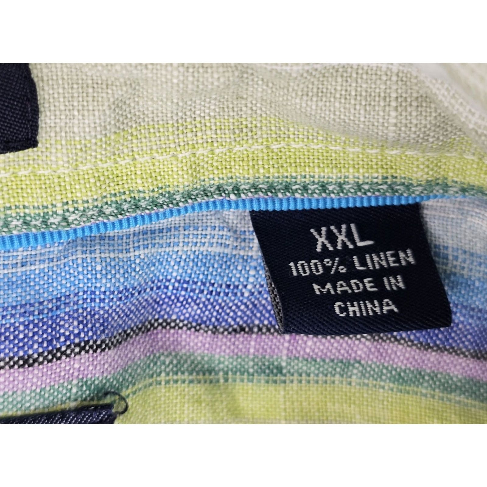 Tommy Bahama Tommy Bahama Indigo Palms Button-Up Shirt Multicolor Stripe 100% Linen LG Adults Mens Large Size US L / EU 52-54 / 3 - 2 Thumbnail