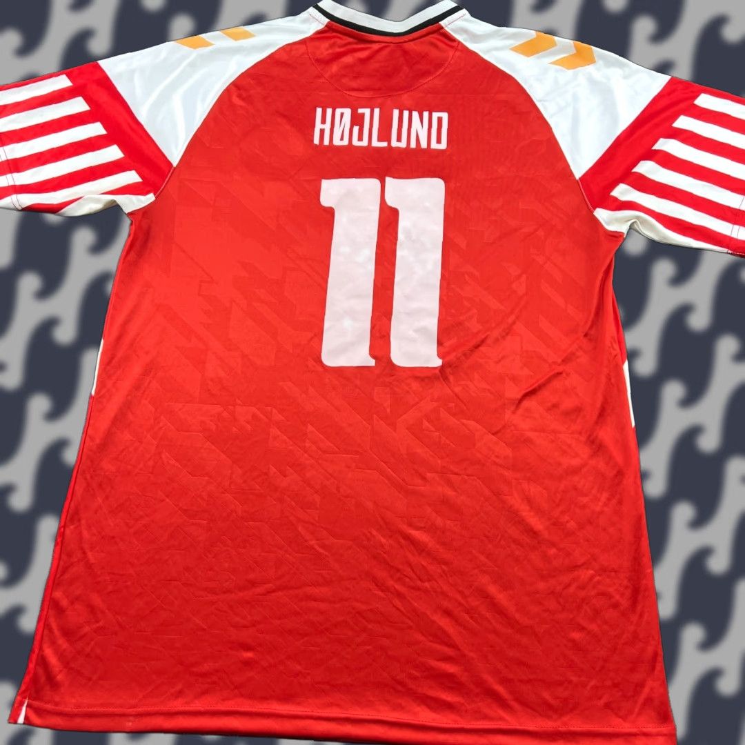 Hummel Denmark 2023 2024 Home Rasmus Højlund Hummel Shirt Mens 2XL Red Football Jersey Shirt Size US XXL / EU 58 / 5 - 1 Thumbnail