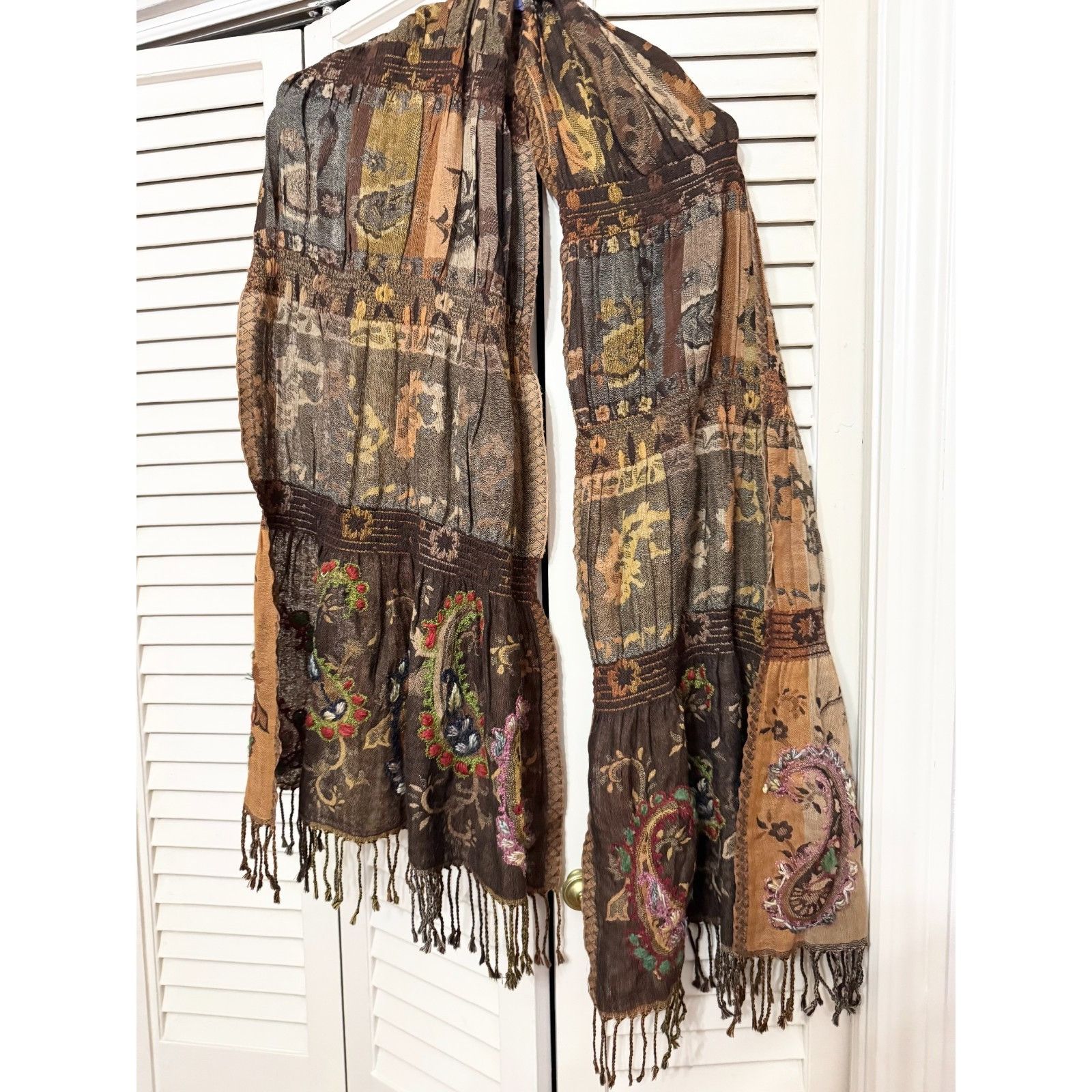 Other Stitched Accent Embroidery Yak & Sheep Wool Blend Scarf Shal Size ONE SIZE - 1 Thumbnail
