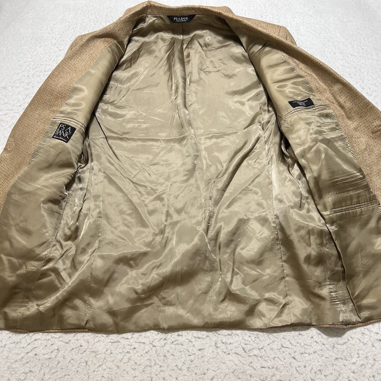Jos. A. Bank Jos. A. Bank Silk Suit Jacket Light Tan Brown Sport Coat Size 44R - 6 Thumbnail