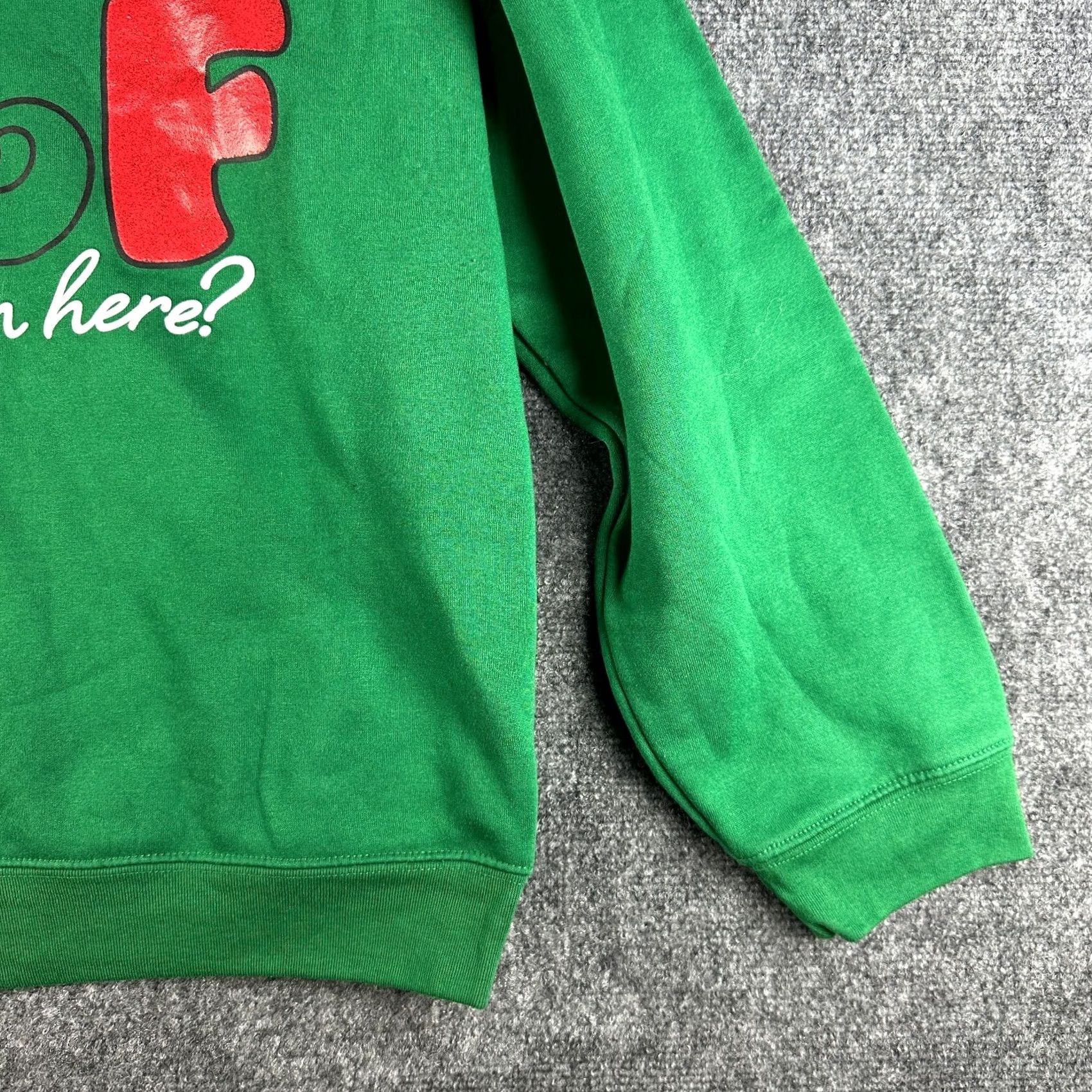 Vintage Wound Up Sweatshirt Womens 2XL Green What The Elf IS Going On Christmas Top Shirt Pullover Round Neck Ribbed Cuffs Holiday Holidaywear Womens Mens? Size XXL / US 16-18 / IT 52-54 - 2 Thumbnail