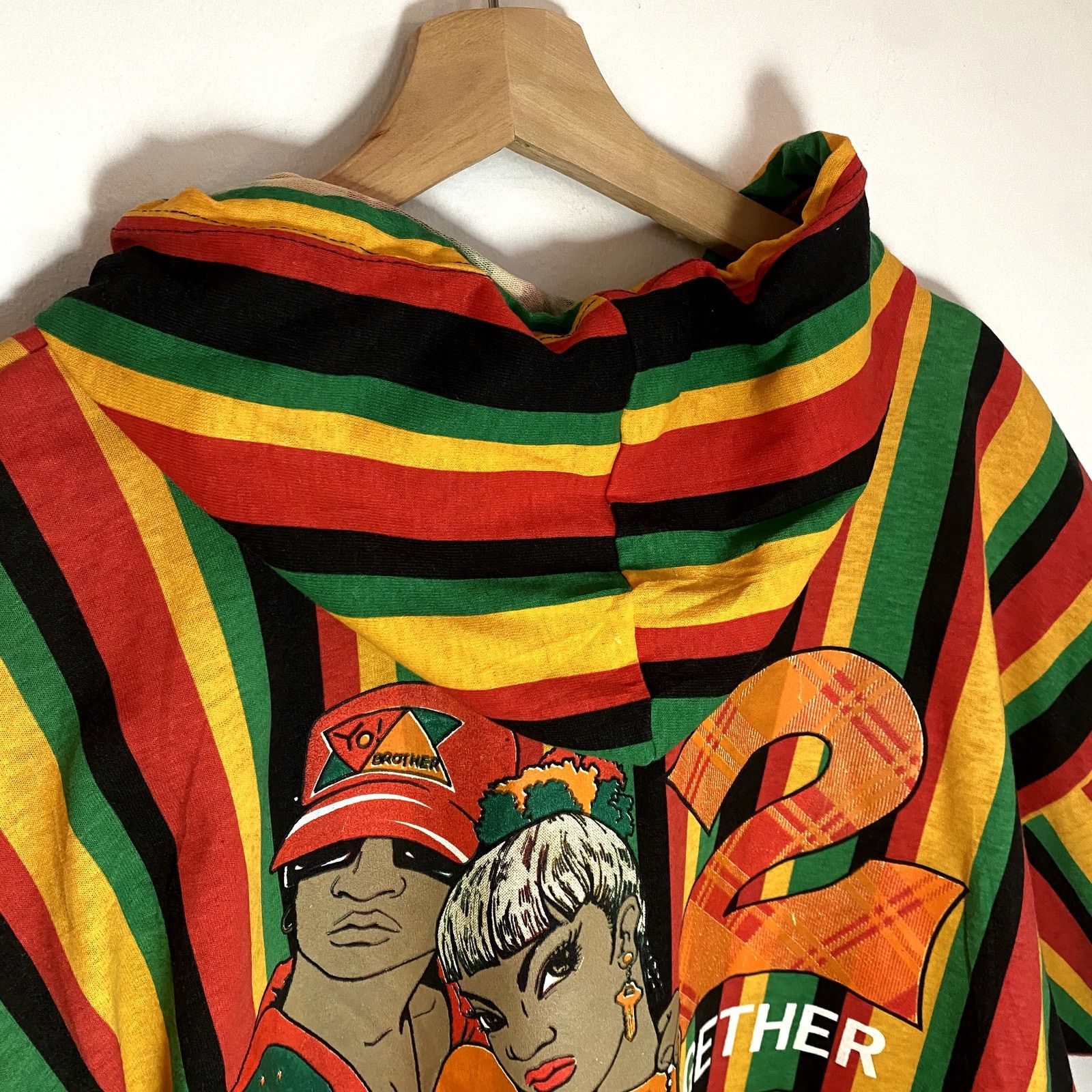 Vintage Vintage 2gether 4ever Hip Hop Striped Hooded 90s T-Shirt Size US XL / EU 56 / 4 - 5 Thumbnail